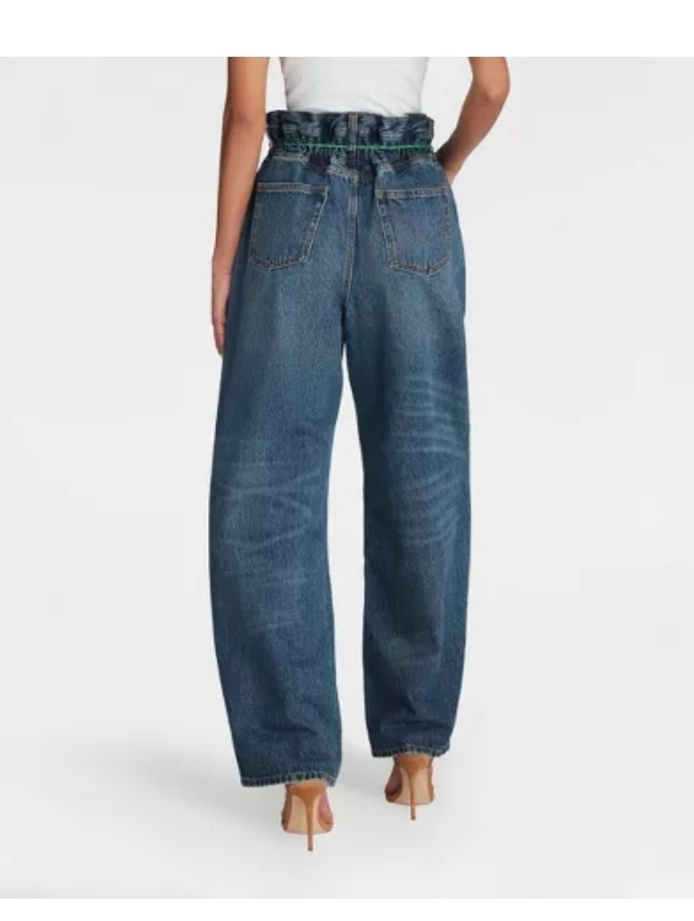KBB by KAHLANA Women's Barrel Leg 'The Paper Bag Jean' - Dark Wash Size 2 - Picture 2 of 6